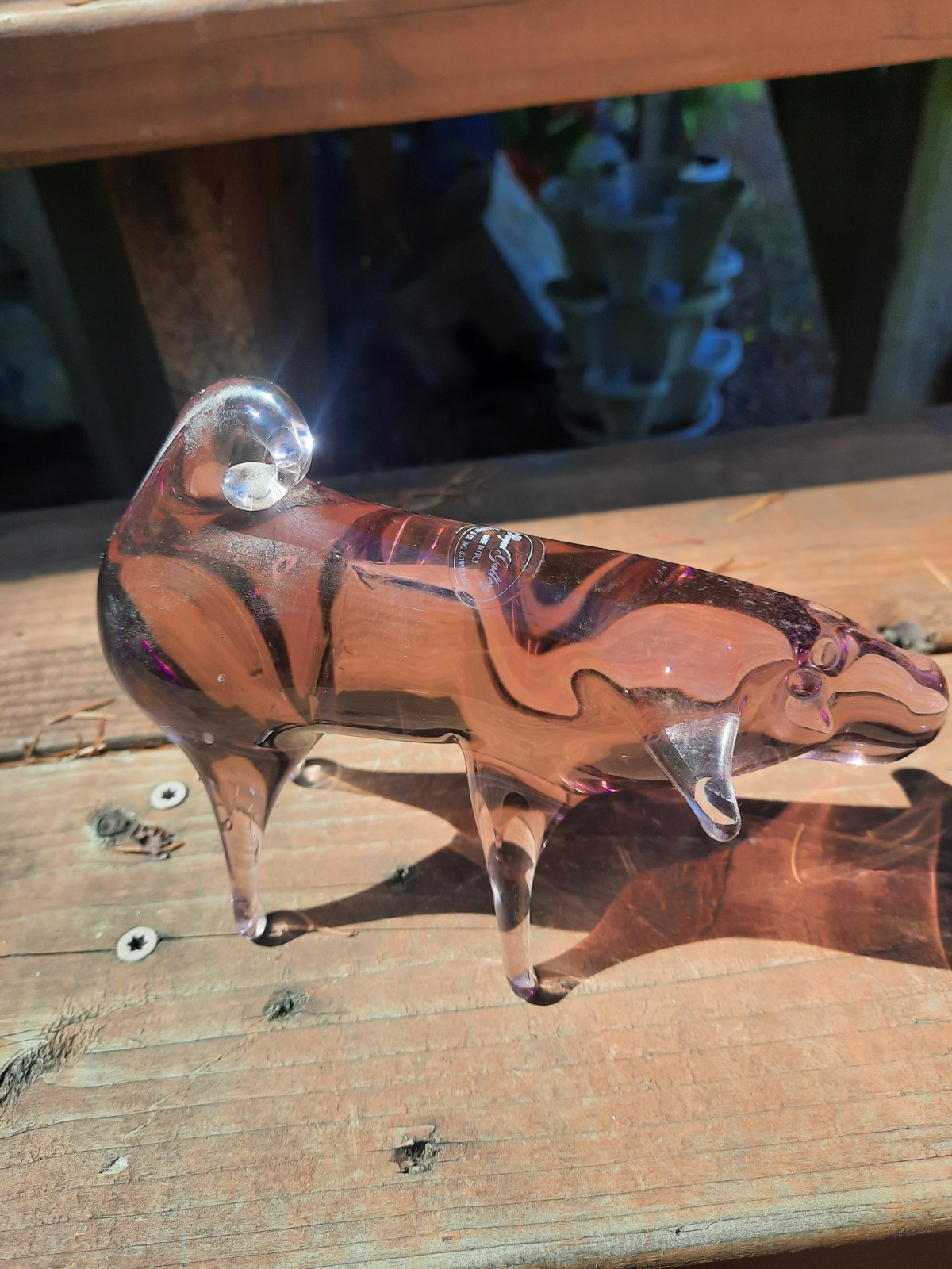Vintage Italian Miniature Murano Glass Boar Figurine