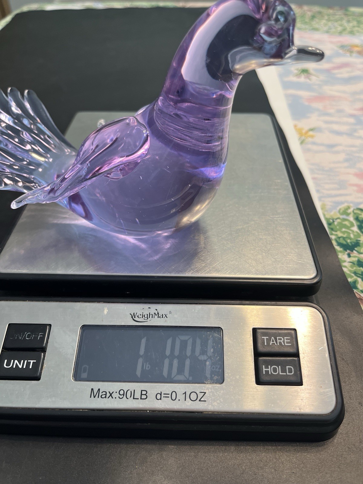 Large Murano Art Glass Purple Blue Dove Bird Figurine Neodymium