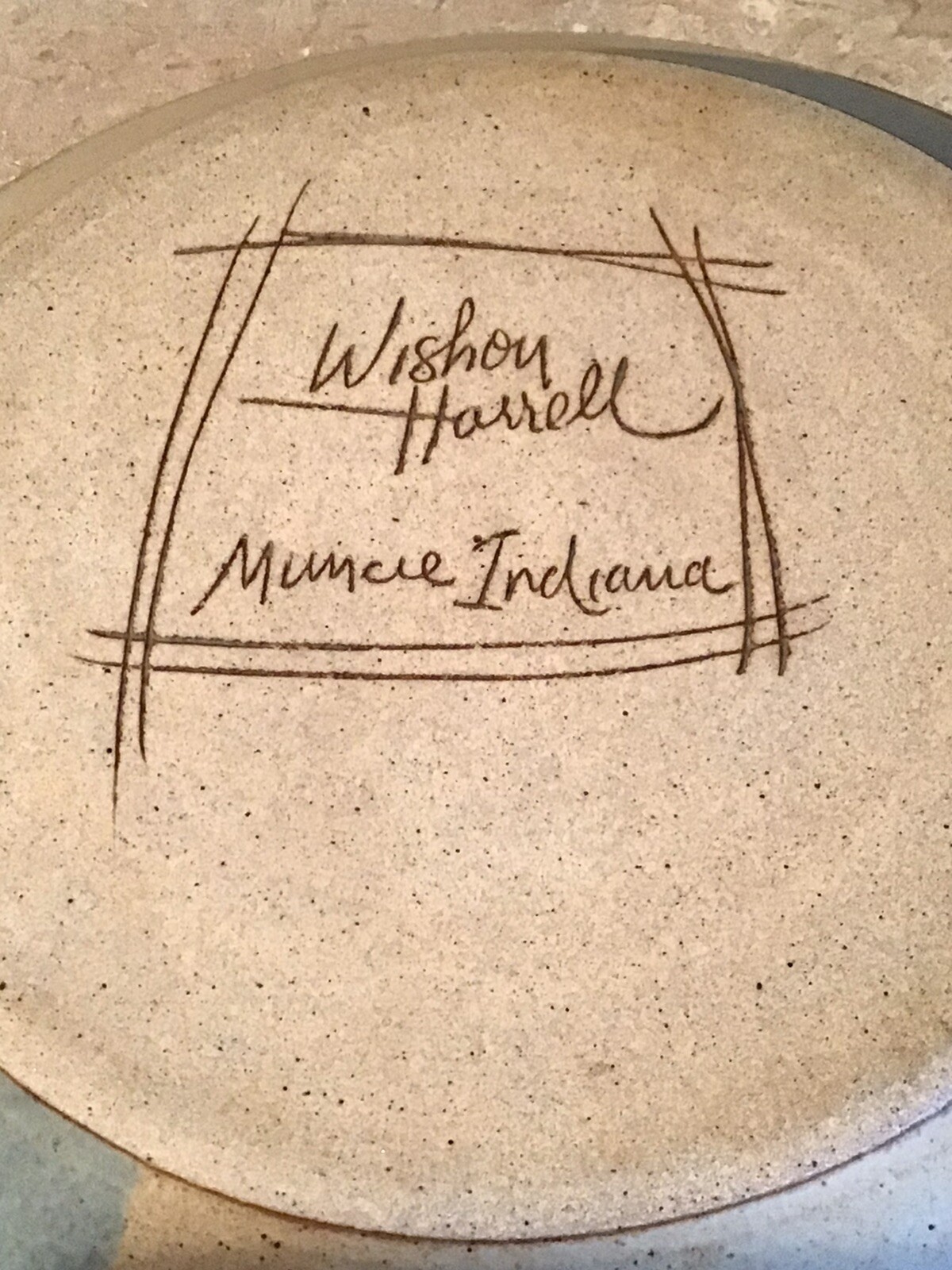 Vintage Wishon Harrell Stoneware Large Platter Muncie Indiana Studio