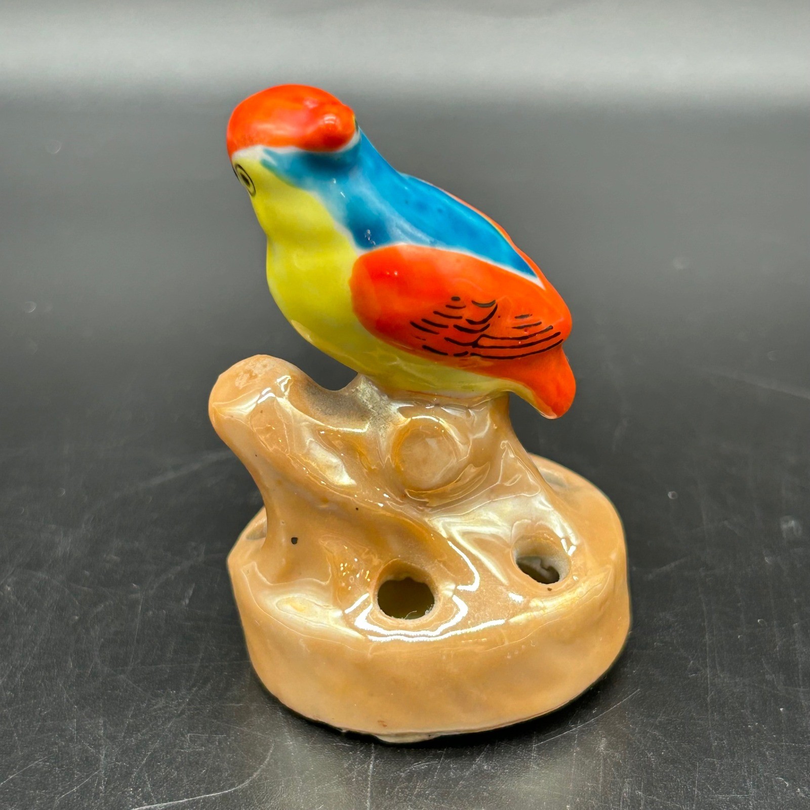 Vtg Lusterware Bird Flower Frog Set Japan Pelican Parrot Ceramic Figurines