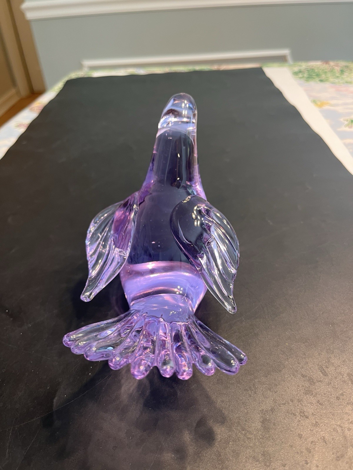 Large Murano Art Glass Purple Blue Dove Bird Figurine Neodymium