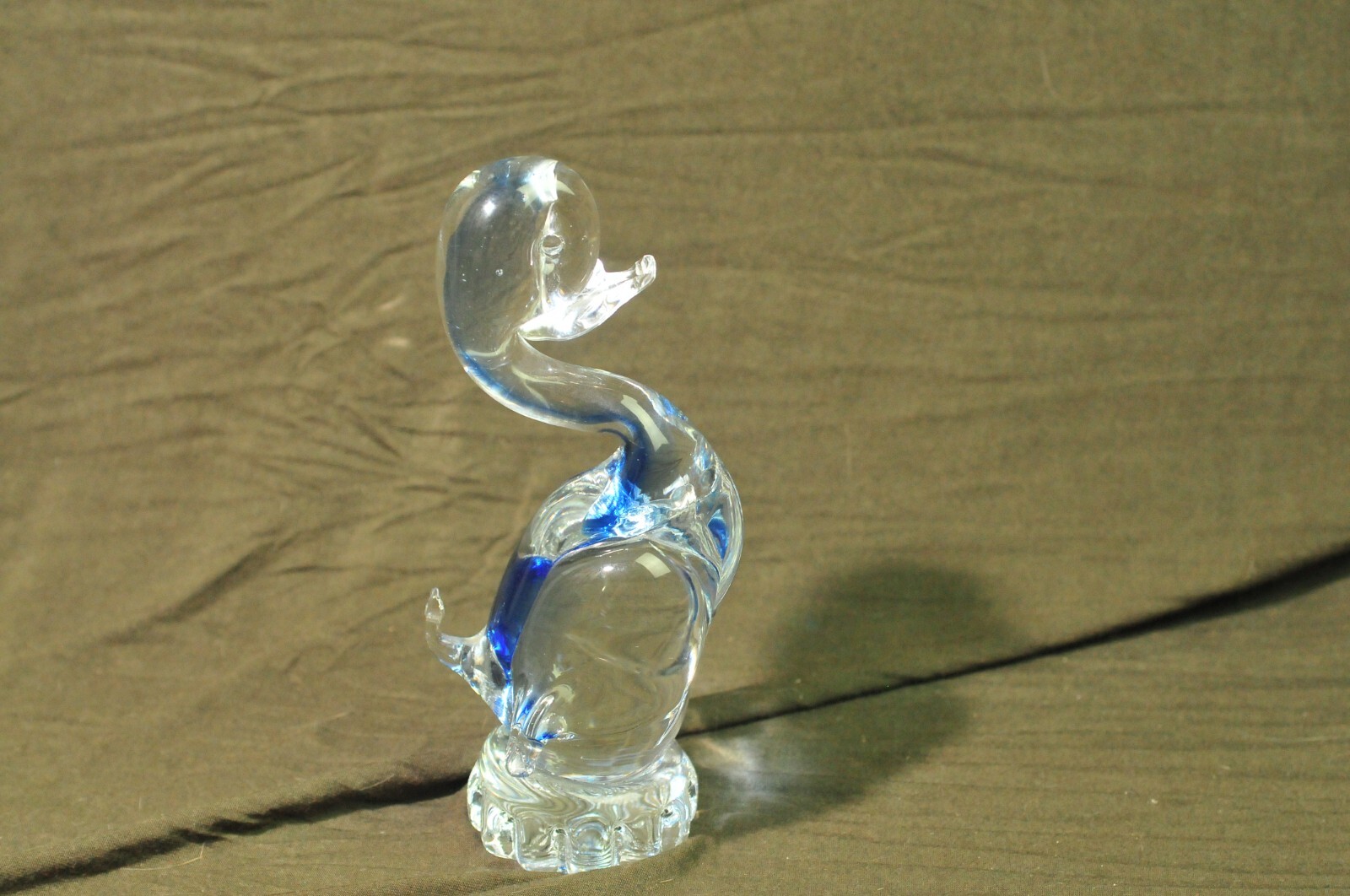 Crystal Duck Figurine – Possibly Murano Glass / Clear and Blue , Very Nice