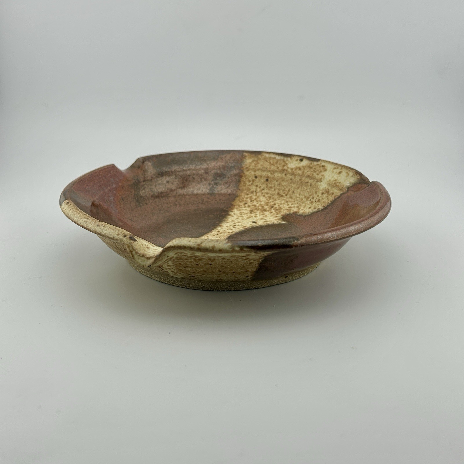 Studio Pottery Stoneware Ashtray Signed Clark 6½″ Wheel-Thrown 1970s Vintage