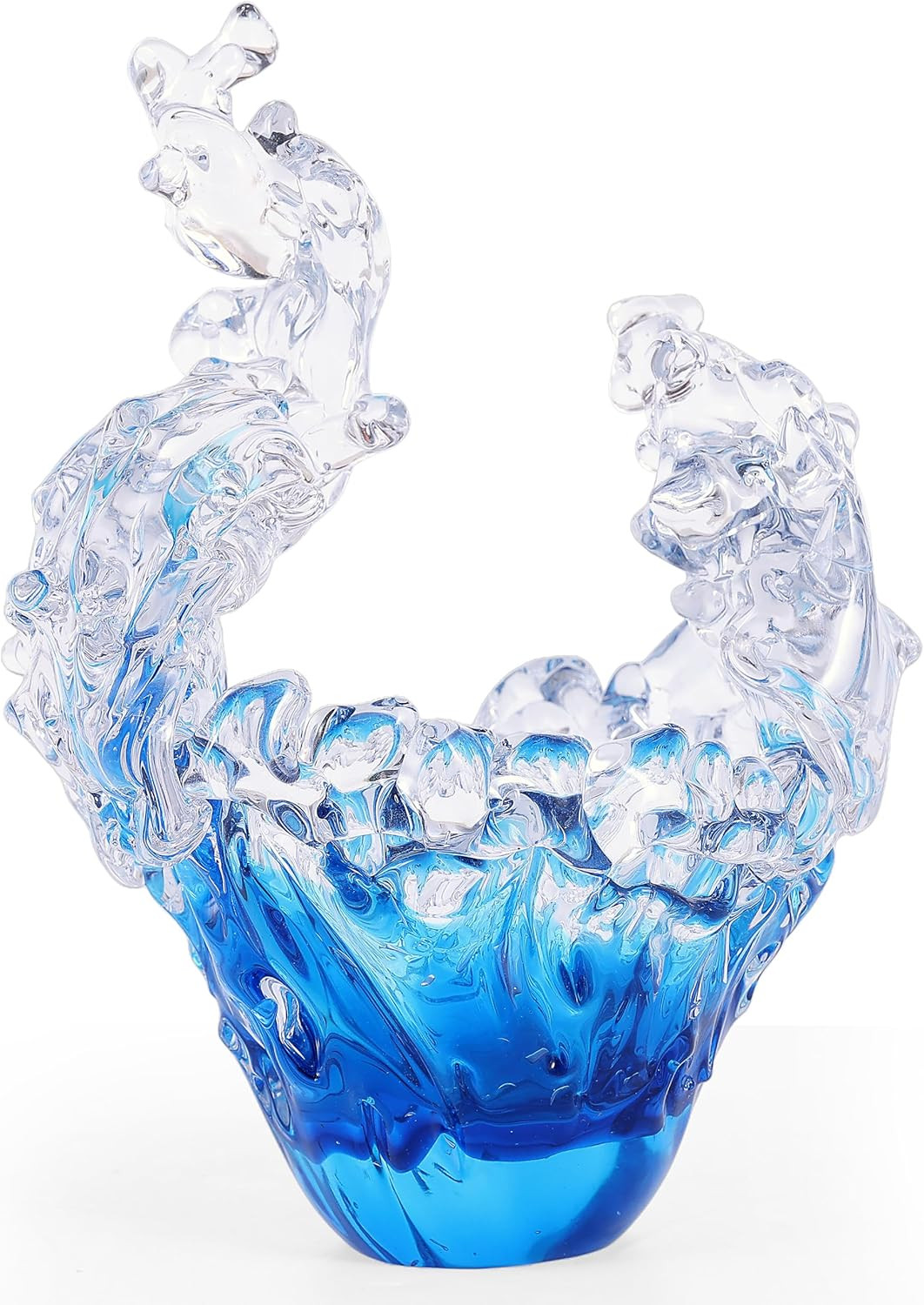 Hand Blown Glass Wave Sculpture Bowl – Nautical Home Decor & Storage