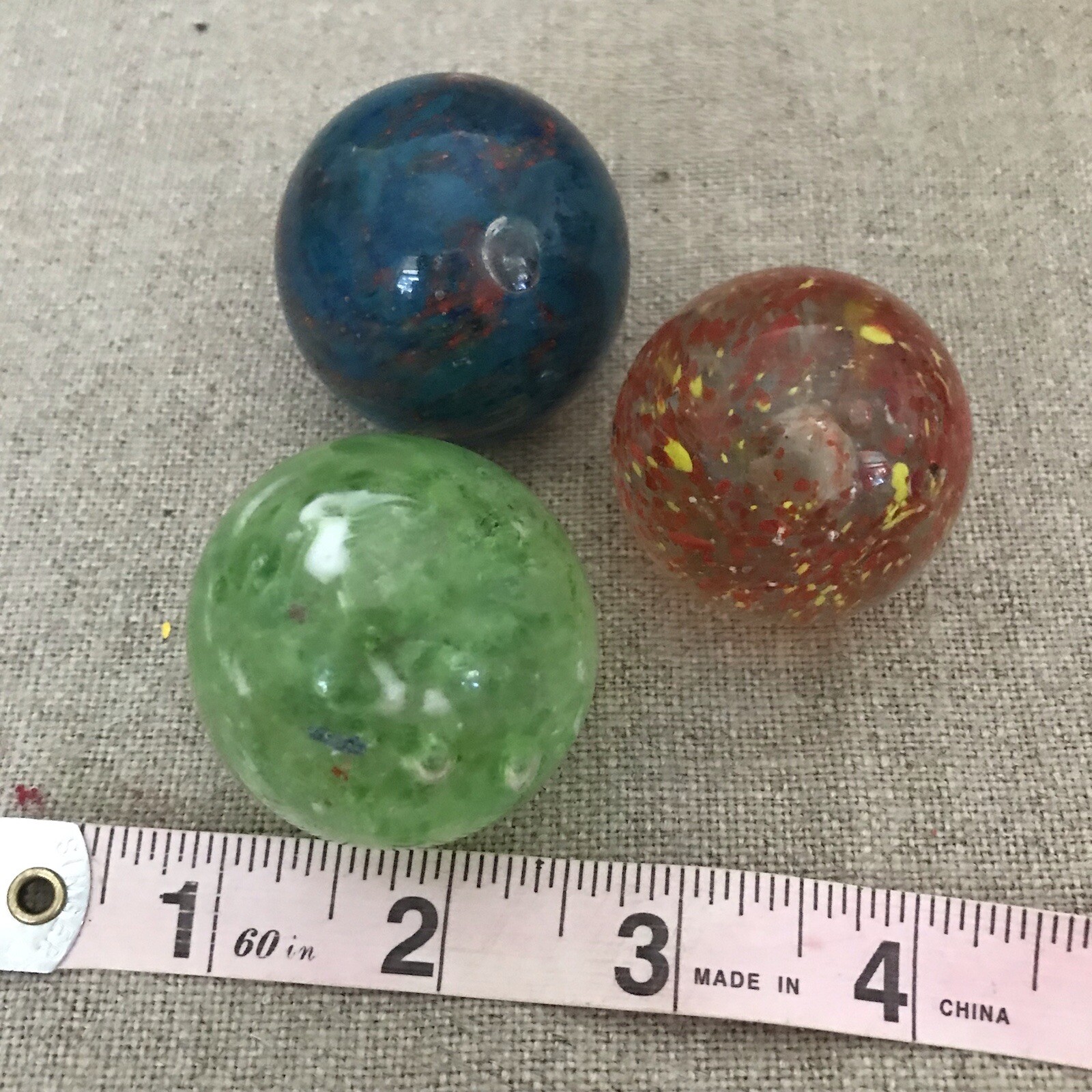 Handblown Art Glass Orbs (3) – Marbles or Paperweights – Colorful Float Style