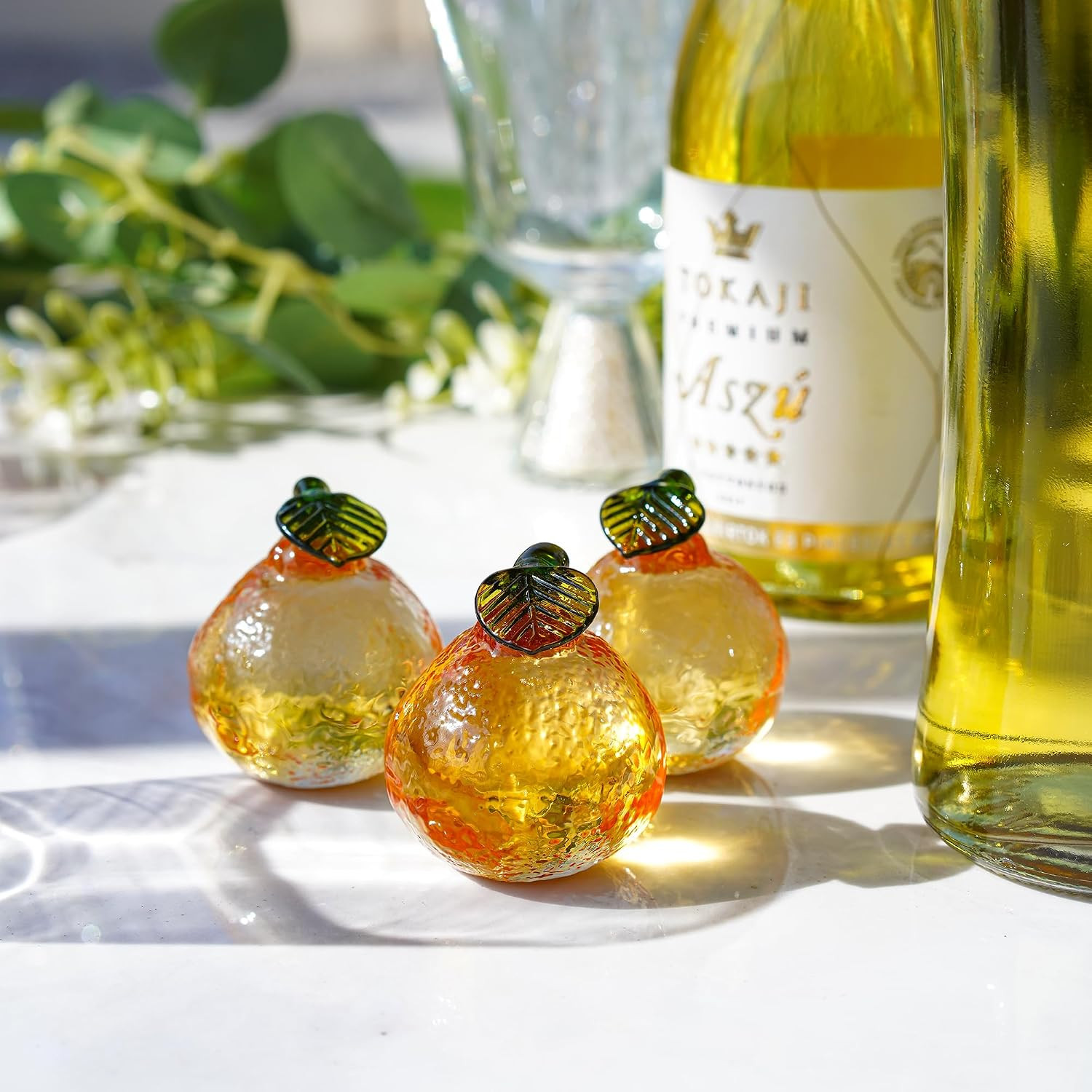 2Inch Glass Orange Figurine Crystal Fruit Collectibles Hand Blown Glass Fruits