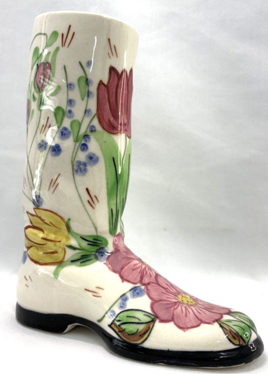 Vintage Blue Ridge Southern Pottery Boot Vase “Gladys” Floral Pattern