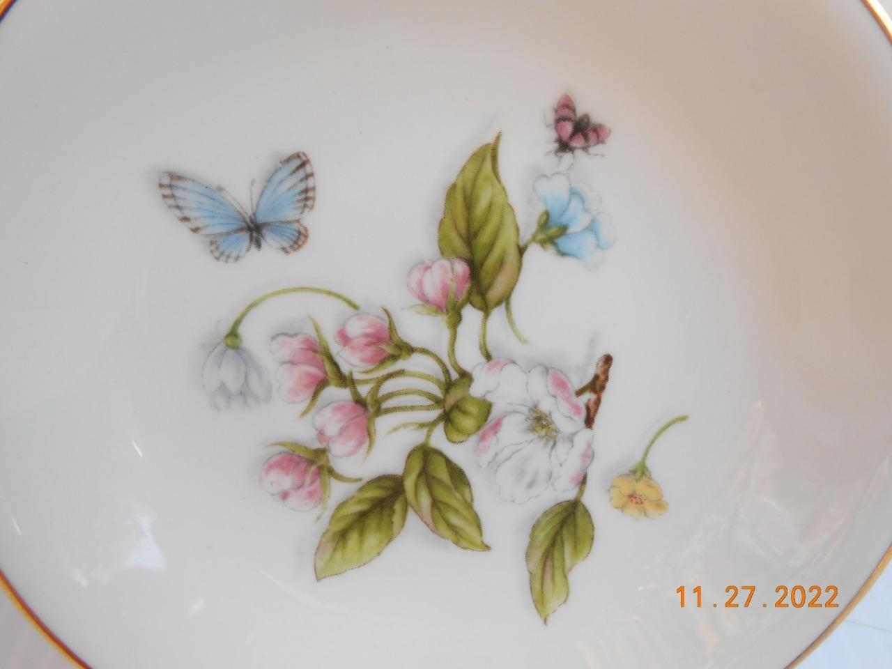 AYNSLEY NATURE’S DELIGHTS TRINKET DISH SMALL PLATE BIRD BUTTERFLIES FLOWERS