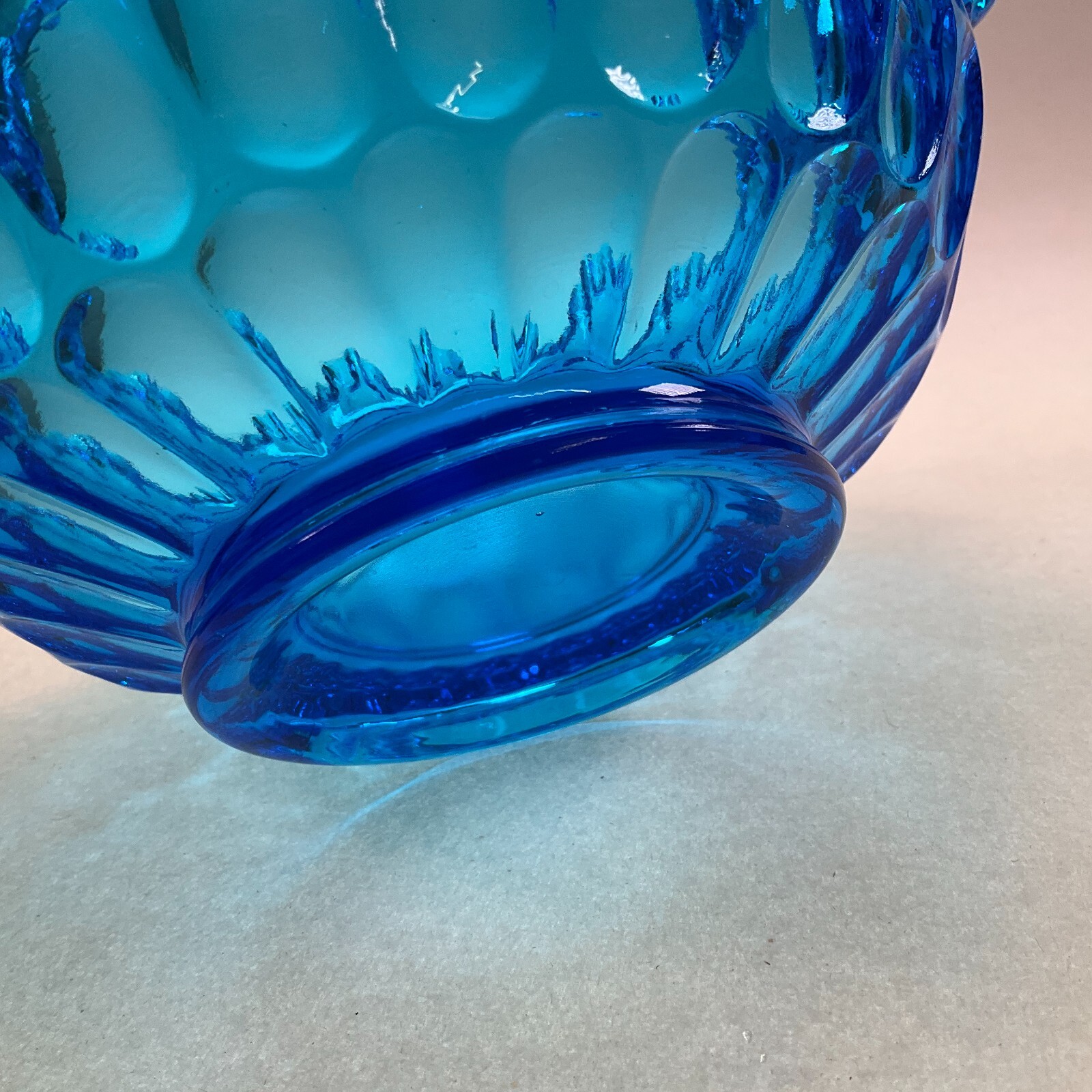 Fenton Colonial Blue Thumbprint Basket Ruffled Rim 8 1/2″ Vintage