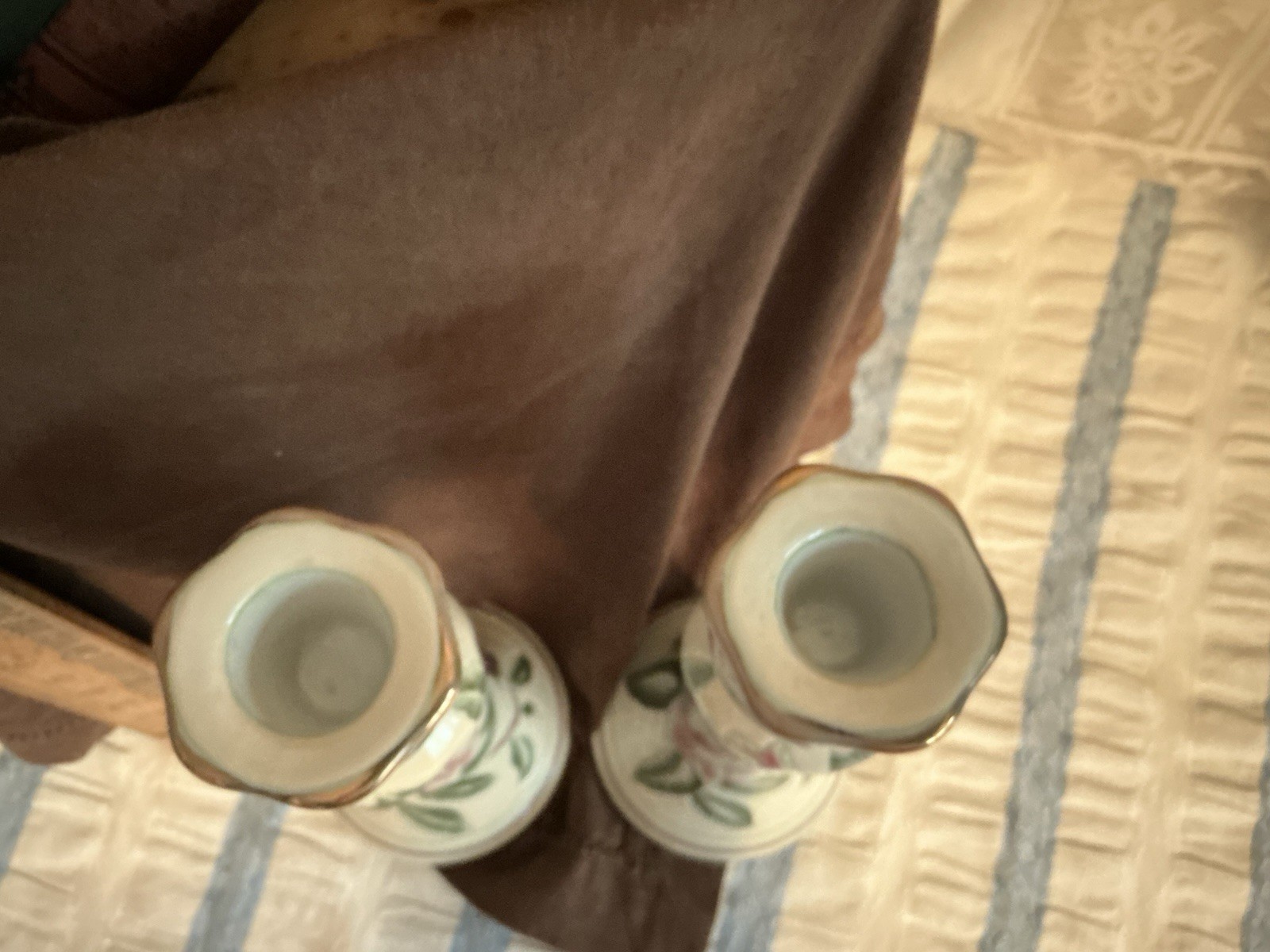 Vintage ANDREA of Sadek Hand Painted Porcelain Candlesticks, Pristine
