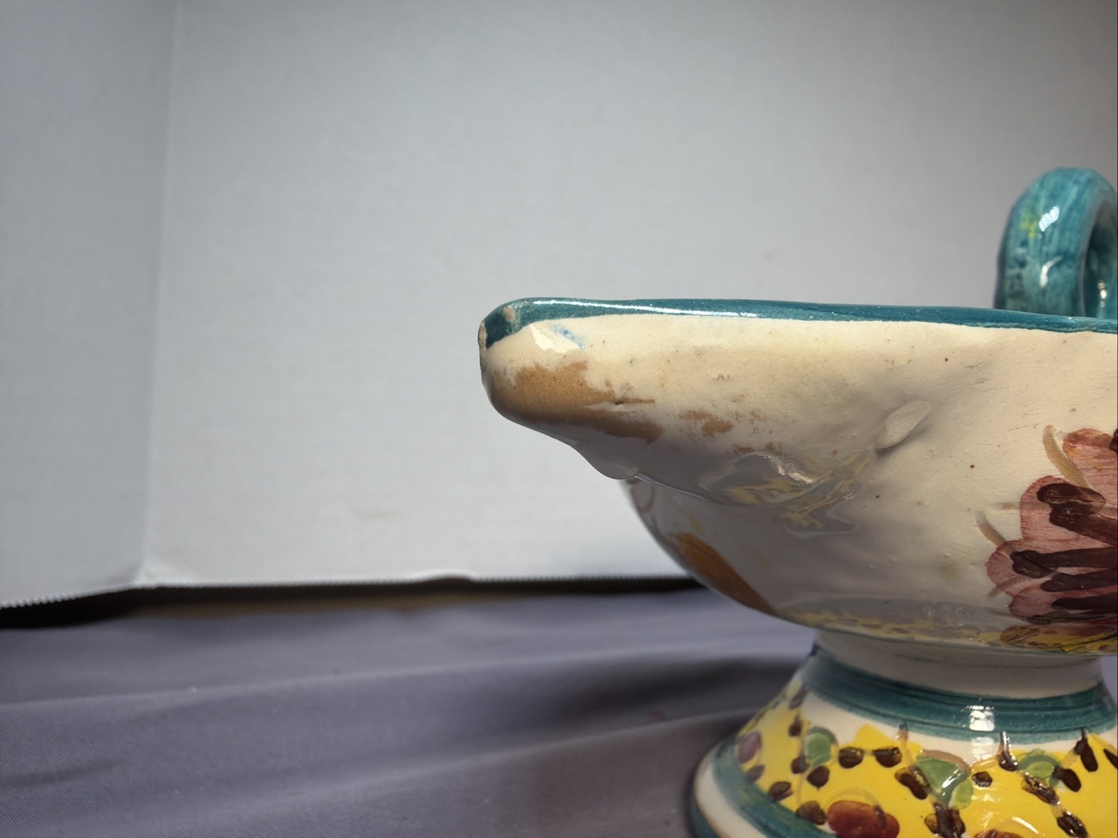 Vintage Aladdin Lamp Candle Holder Handpainted Italy Pottery Set Of 2