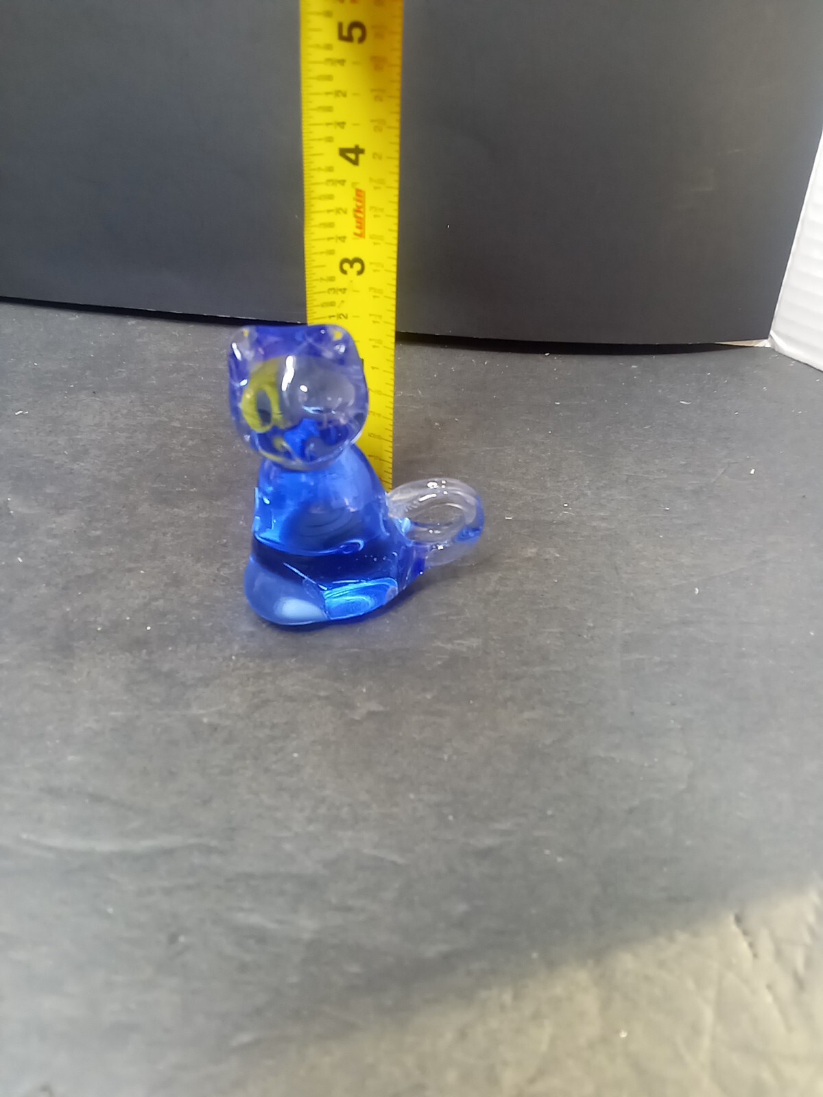 ❤️ U.S. Commemorative Fine Art Gallery Blue Glass Cat Kitten 3” Figurine, DECOR
