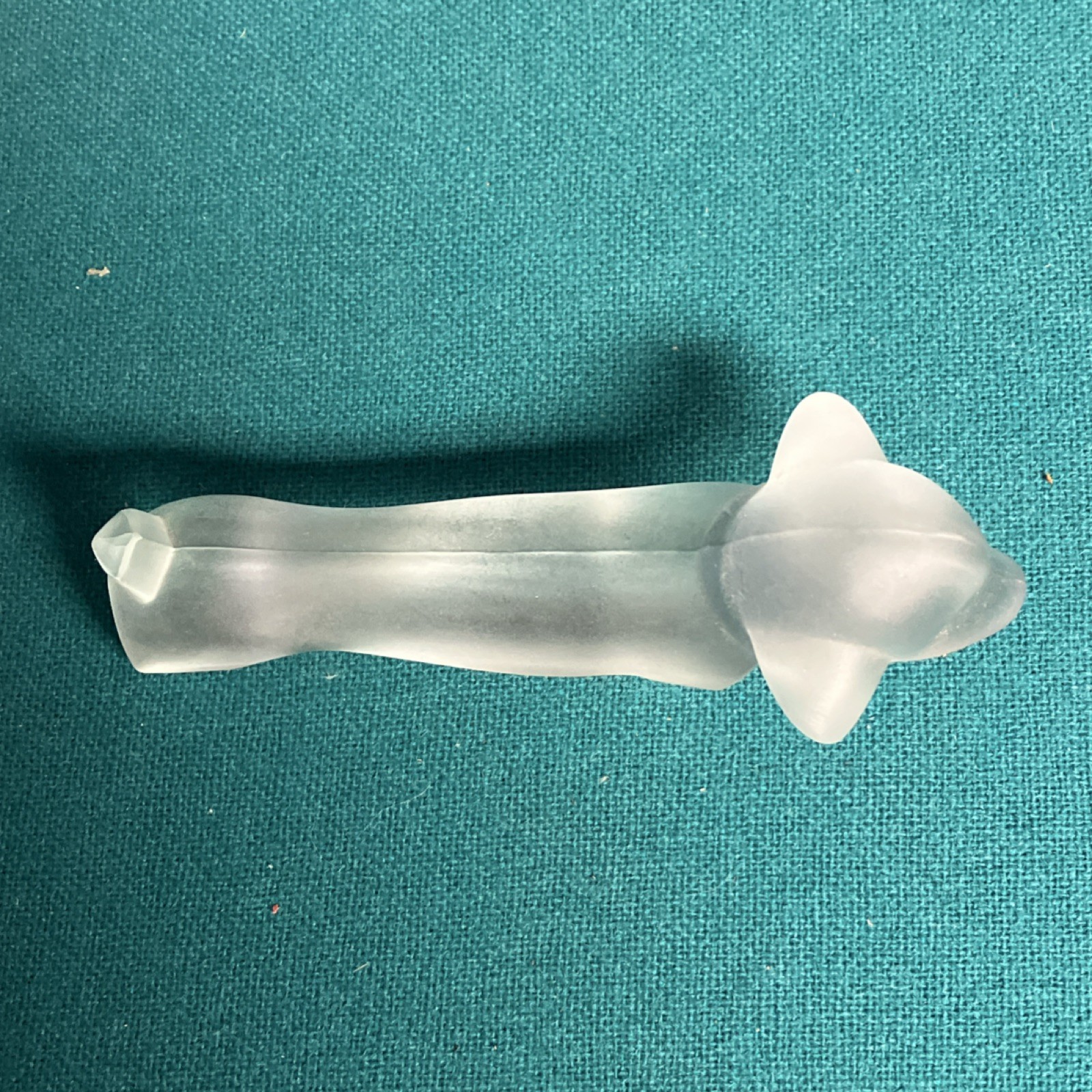 Clear Frosted Glass Dachshund Figurine Solid ~5”