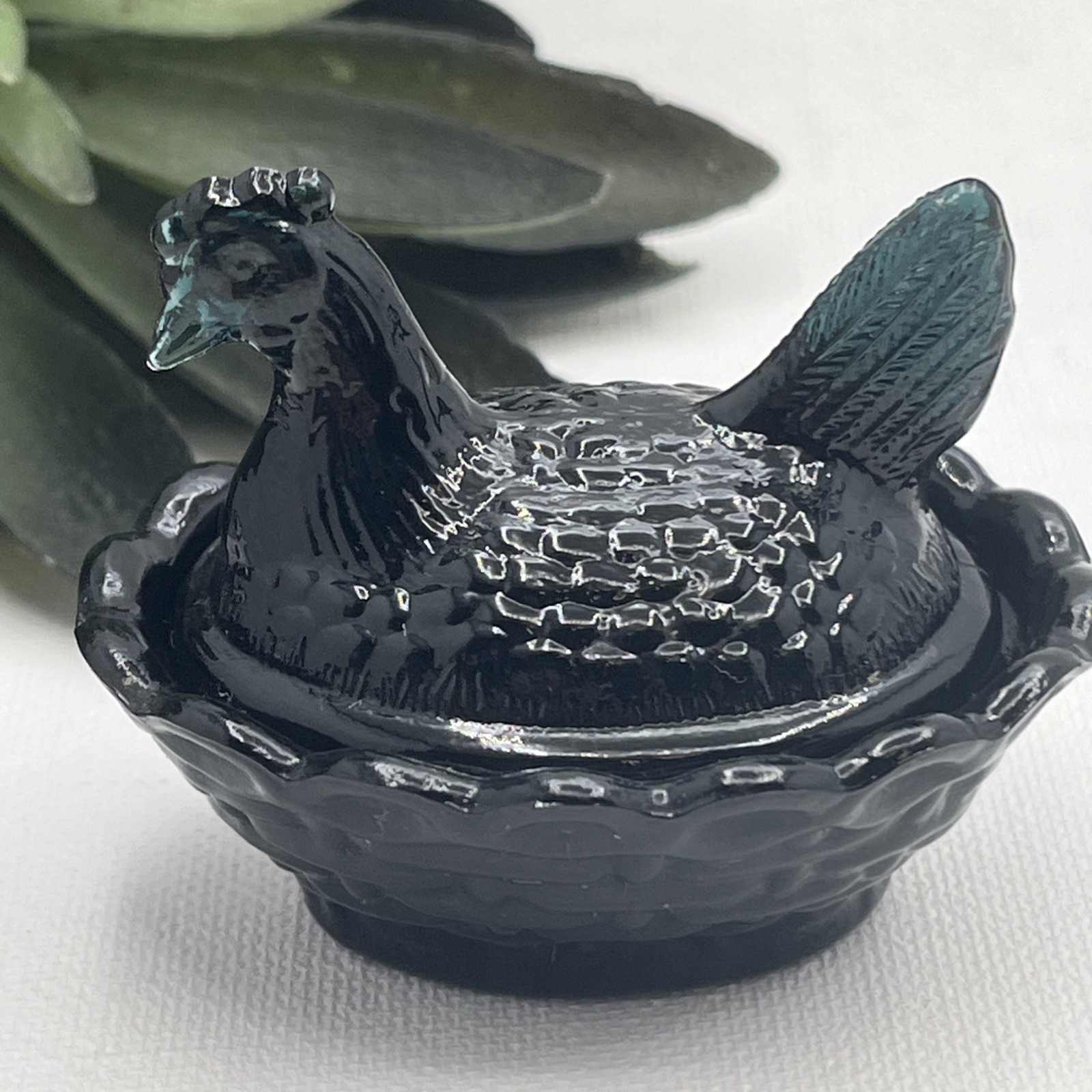 Boyd Hen on Nest Salt Cellar MINI Bernard Boyd Black / dark teal 2.5 Inches Rare