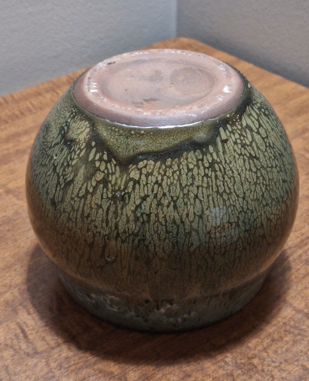 Studio Art Ceramic Blue Green Glossy Drip Glazed 5 Inch Artisan Planter Vase