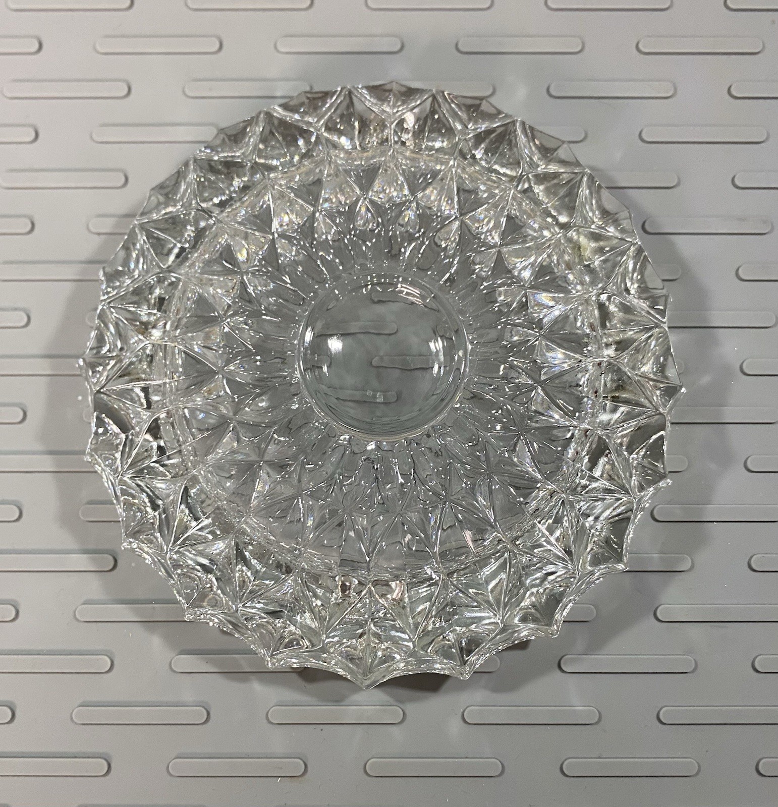 Vintage Crystal Cut Ashtray- Heavy Glass