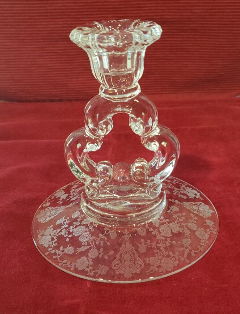 Cambridge Rose Point Keyhole Candle Holder Pattern # 3400 # 646