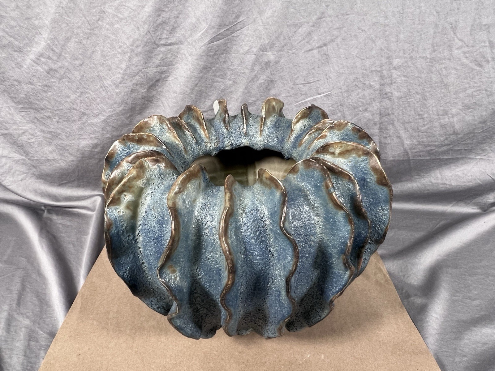 Des Pots Blue Glaze Vintage Netherlands Pottery Coral Style Planter Stonewear