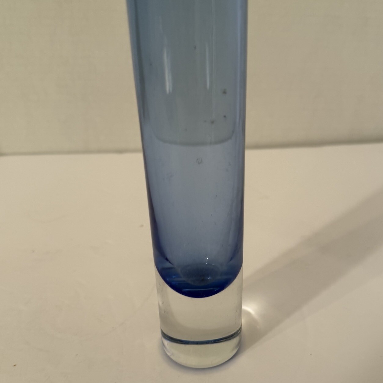 Vtg Krosno Holmegaard Style Hand Blown Smokey Cobalt Blue Cylinder Bud Vase 8.75
