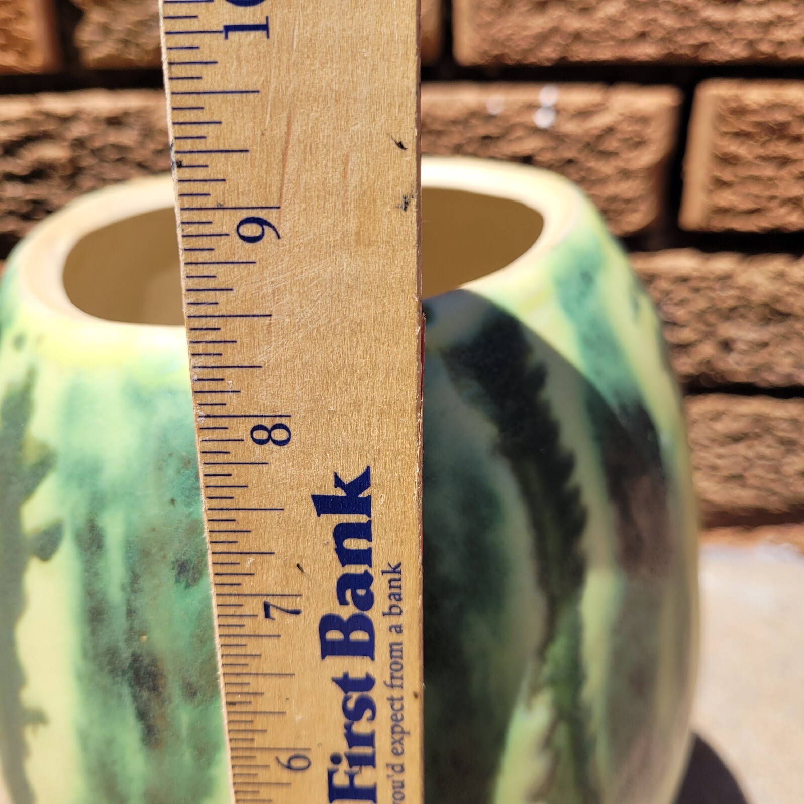 Patricia Garrett Watermelon Pottery Vase 1989 Great Impressions Crazing