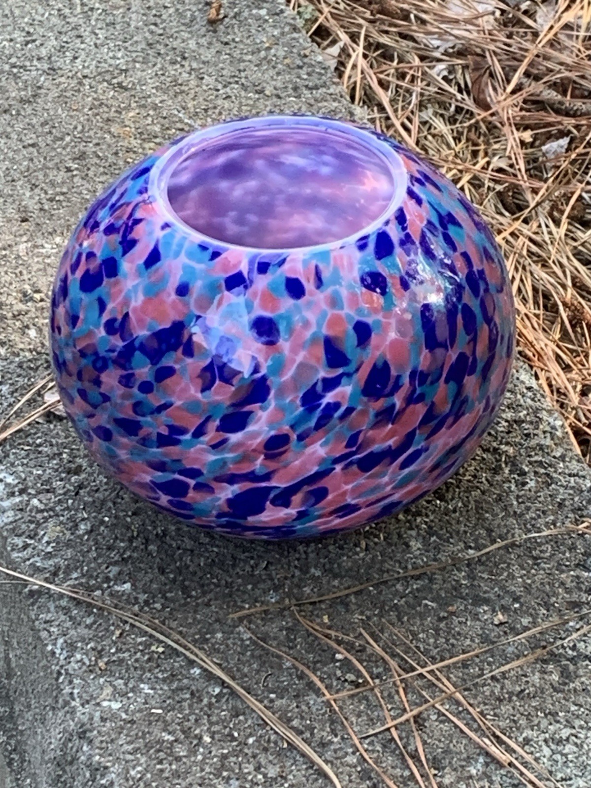 Hand Blown Glass Globe Vase Cased Glass Signed nambe 2005