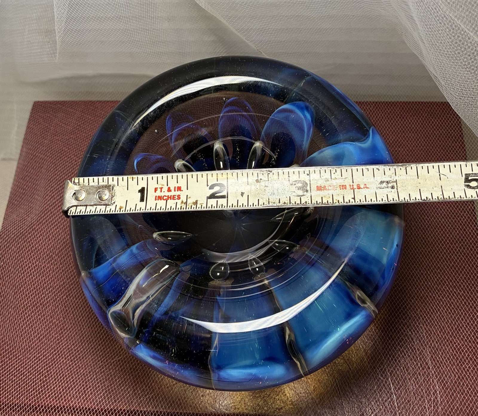Robert Eickholt Vintage Hand Blown Glass Sea Anemone-Flower Paperweight Signed
