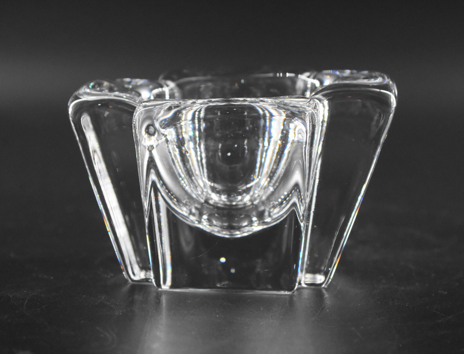 Orrefors Anna Ehrner Crystal Max Cross Votive Candle Holder 3.75″ Sweden