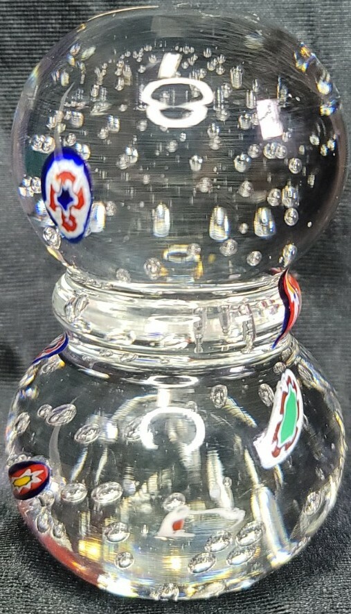 Millefiori & Bubbles Art Glass Paperweight. Made in Italy. Approx 4″ tall. 1.1oz