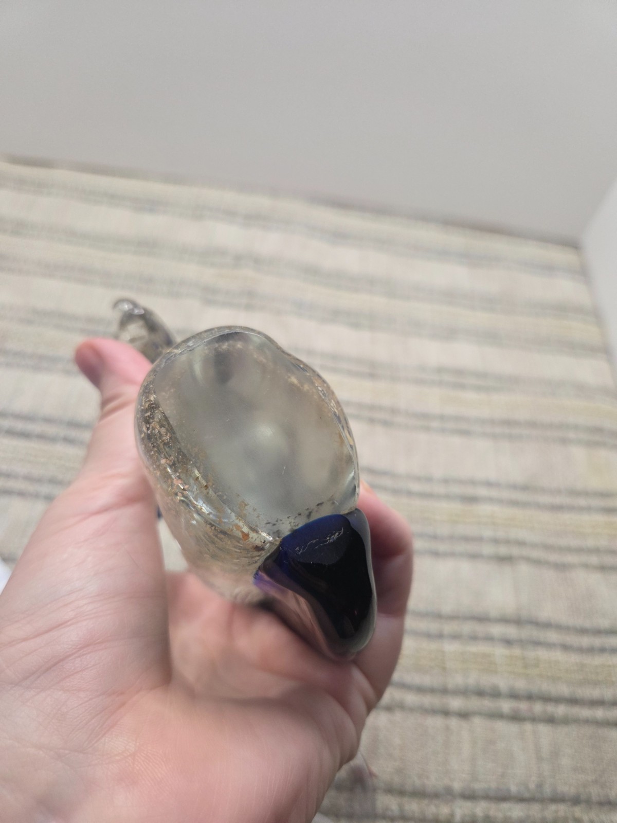 PR Venetian Murano cobalt, clear and gold adventurine glass horse head