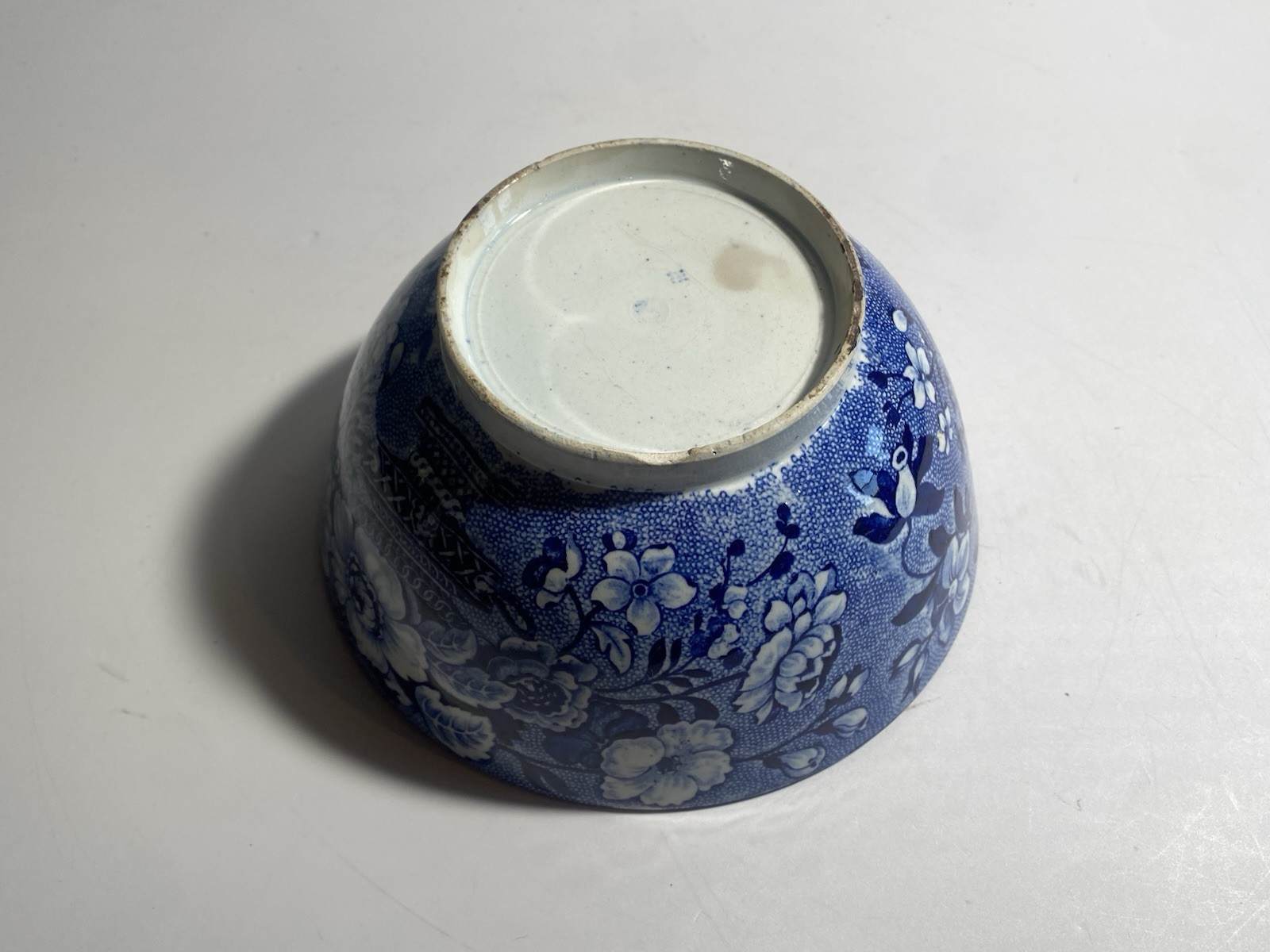 Historical Staffordshire Blue Transfer Waste Bowl Floral Urn 1825