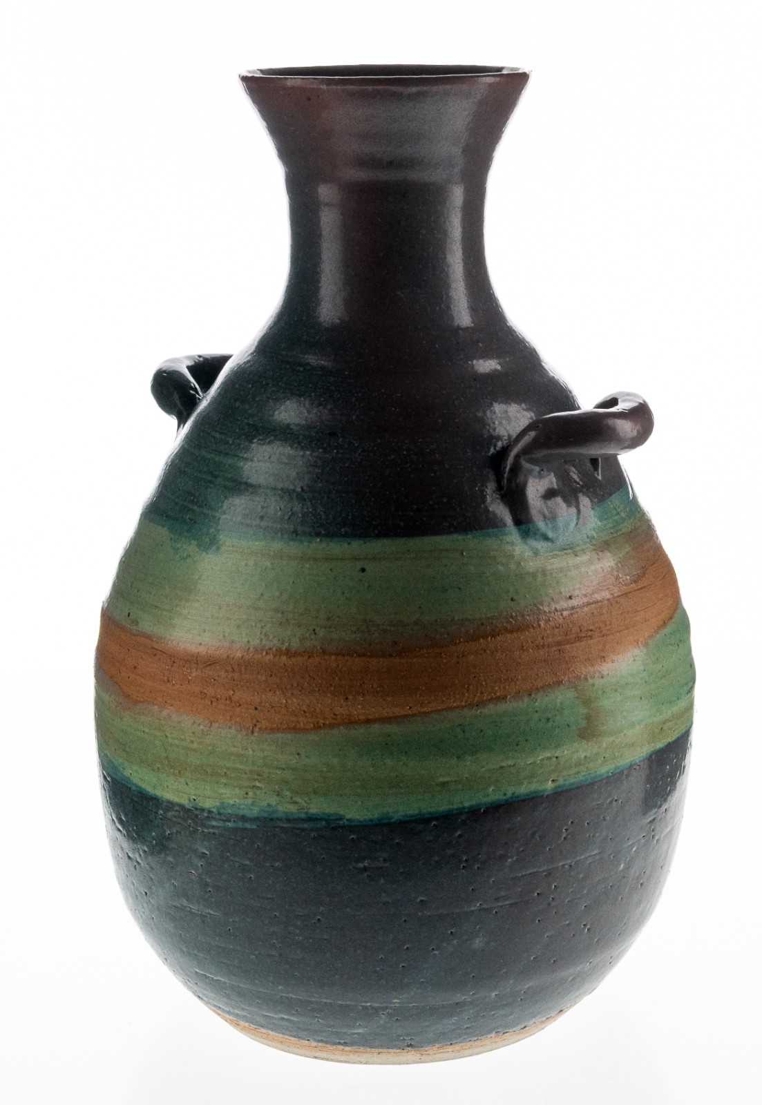 Master Potter Don Hanson Signed Ceramic Vase 11×6″ 3.4lbs Stripes USA