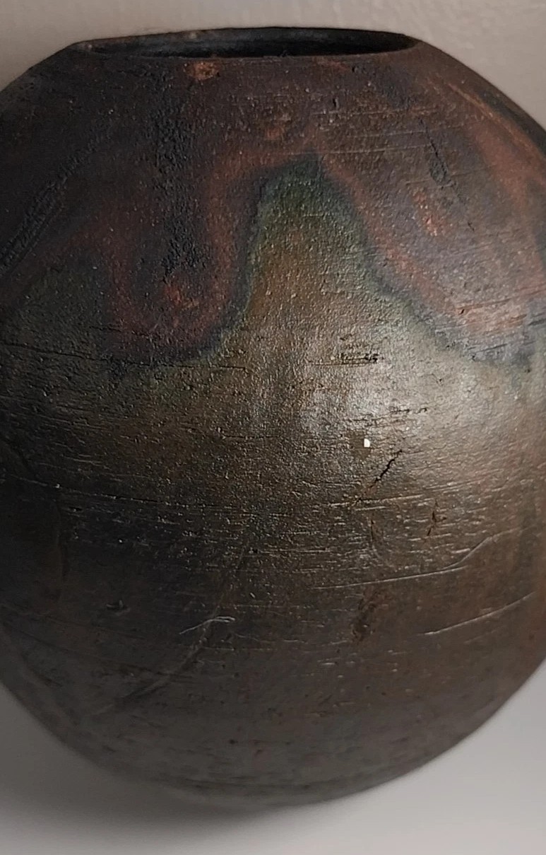 VTG ~ Ulla S. ~ Raku Studio Art Pottery Vase Signed & Dated 7”x7″ Immaculate!!!