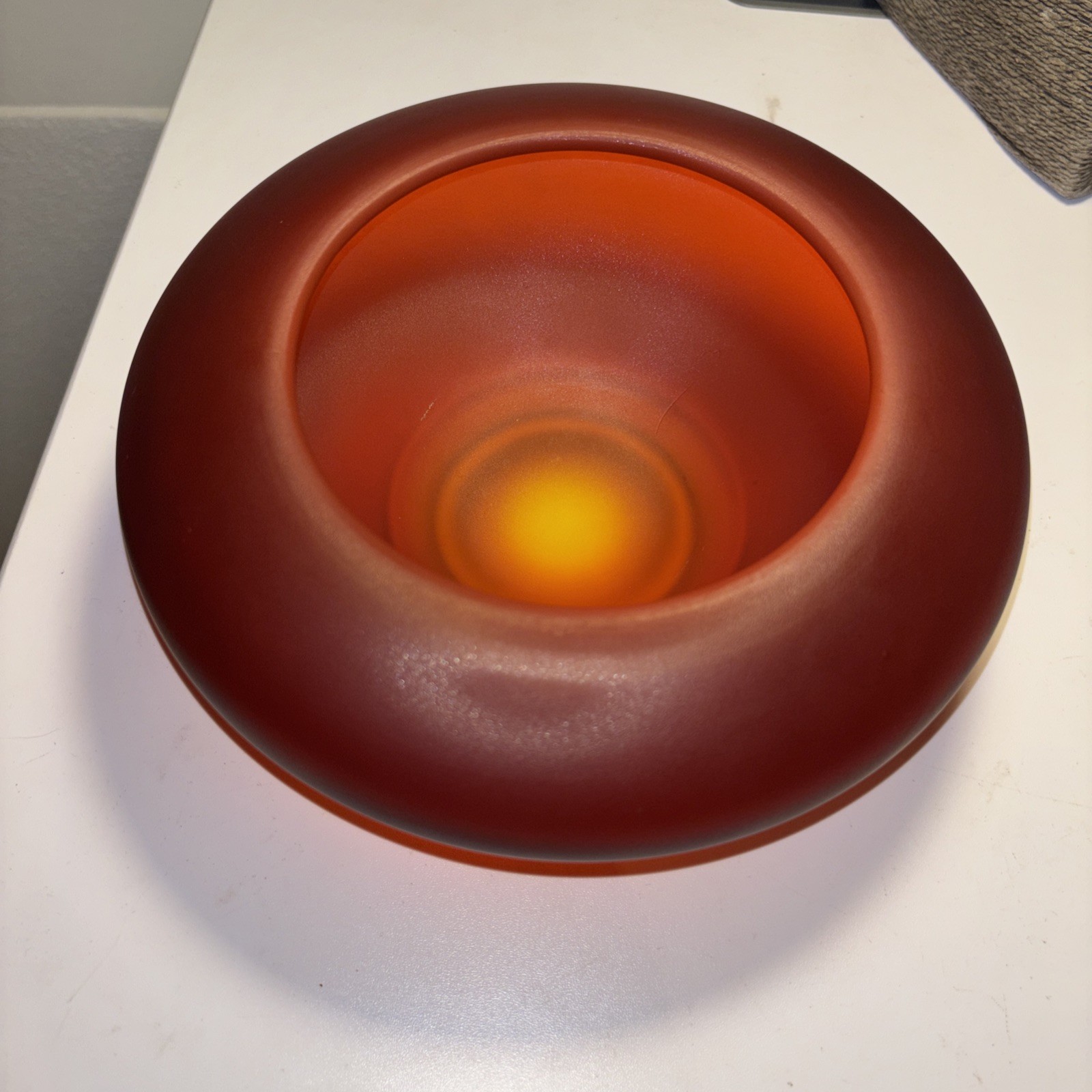 Vintage Tiffin US Glass Amberina Satin Console Bowl