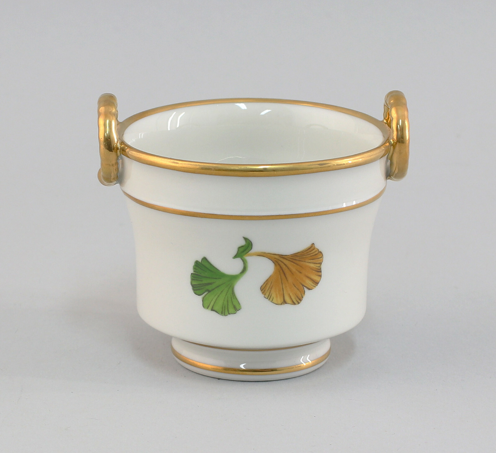 9988440 Porcelain Pot Cachepot Ginkgo Gold Henkel Kämmer 3 1/8×3 1/8×3 5/16in