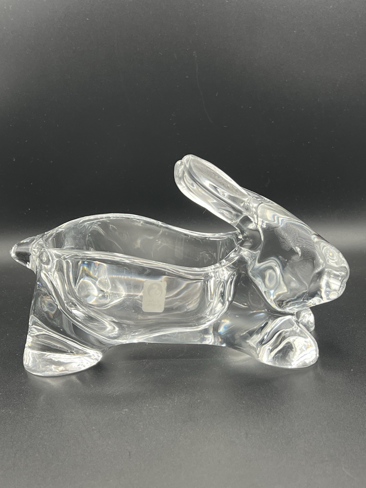 Sasaki Large Clear Crystal Bunny Rabbit Candy Trinket Dish Paperweight 7.5”