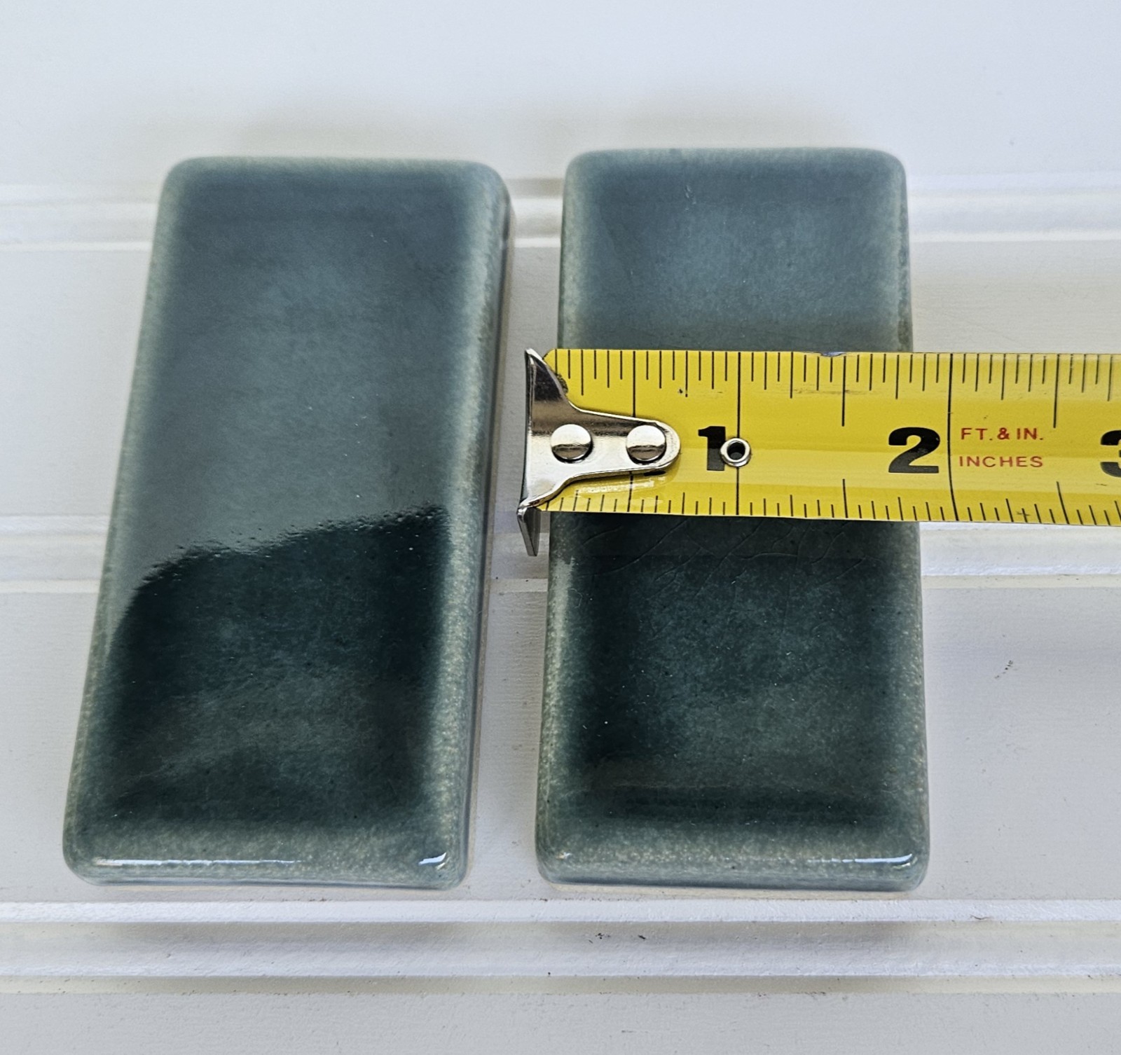 Motawi Tileworks Sapphire Glazed Glossy Tile Ann Arbor Michigan 2 PC. 4×2
