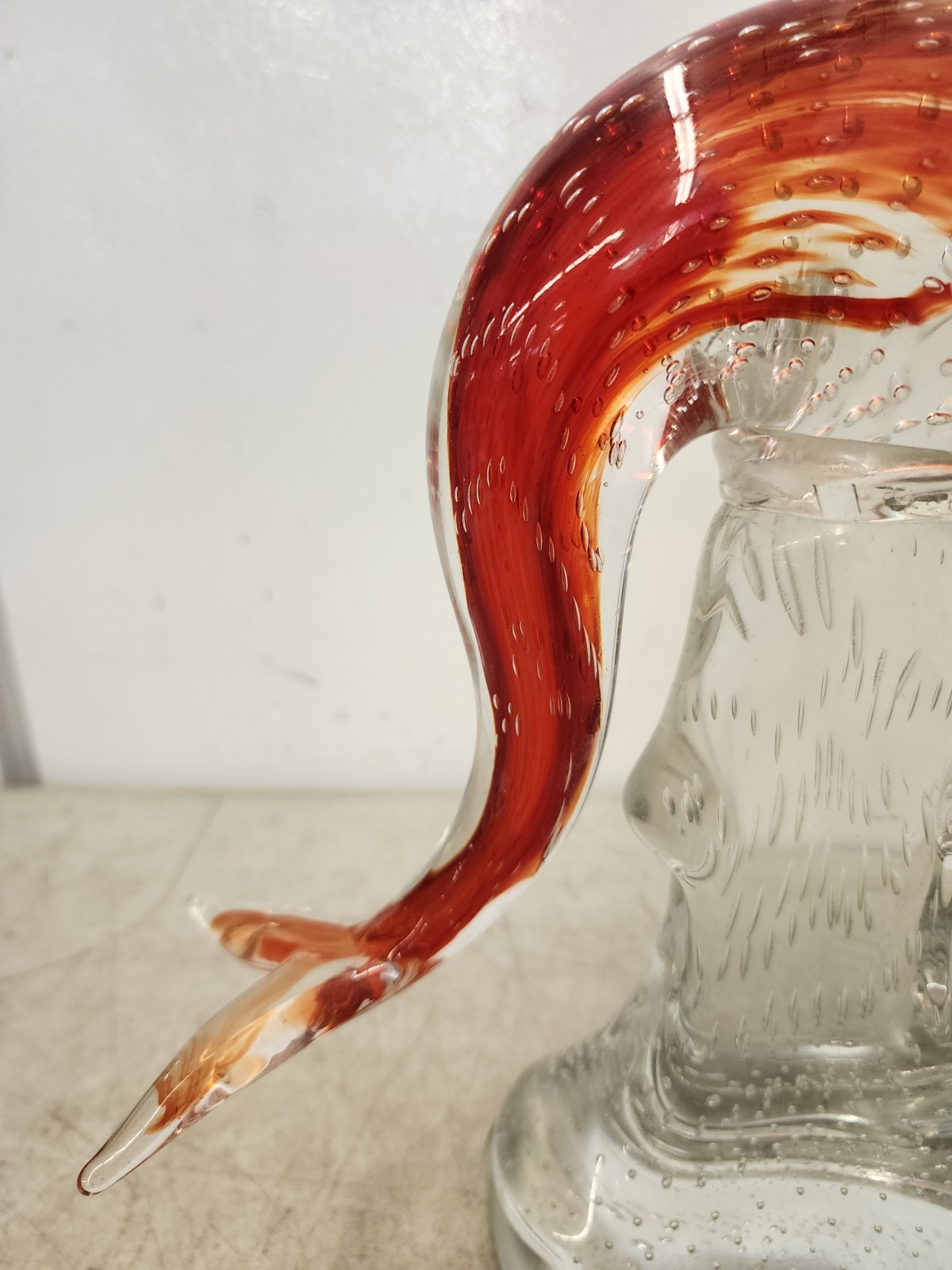 Vintage Glass Murano Dolphin Large 12 Inch Orange Heavy Glass RARE Heavy 8+lbs.