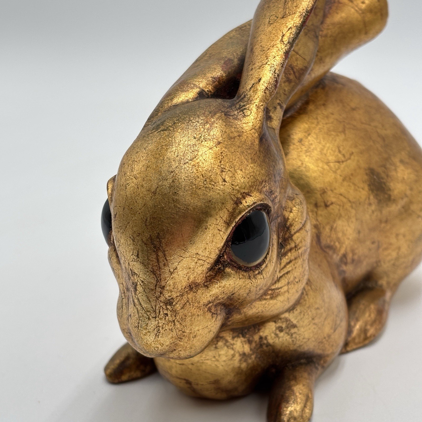Vtg Mid Century Freeman McFarlin Gold Leaf Rabbit Figurine Signed Anthony READ