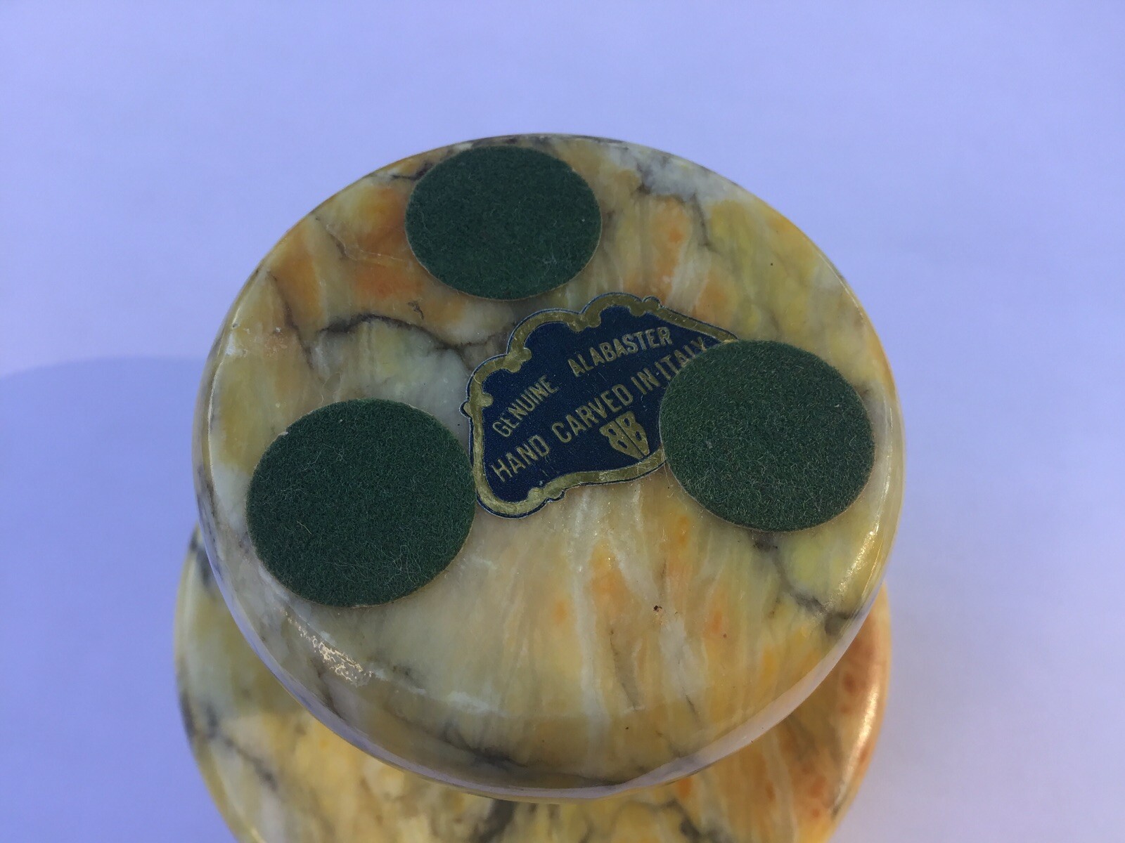VTG Italy MCM Hand-Carved Genuine Alabaster Banana Cream Mushroom Paperweight
