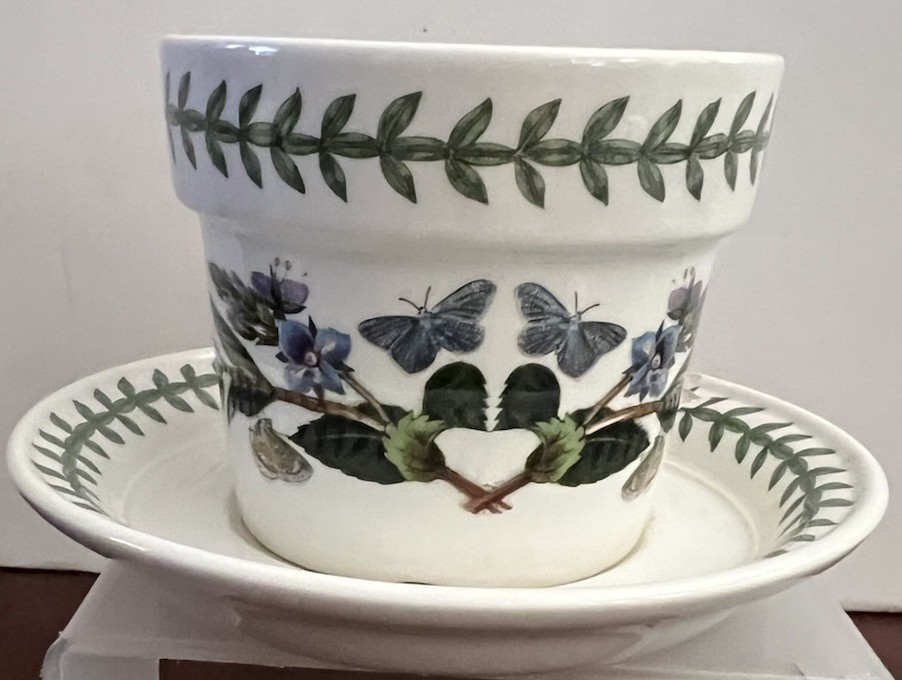 Portmeirion Botanic Garden Small Pot Saucer Speedwell Butterflies 1972