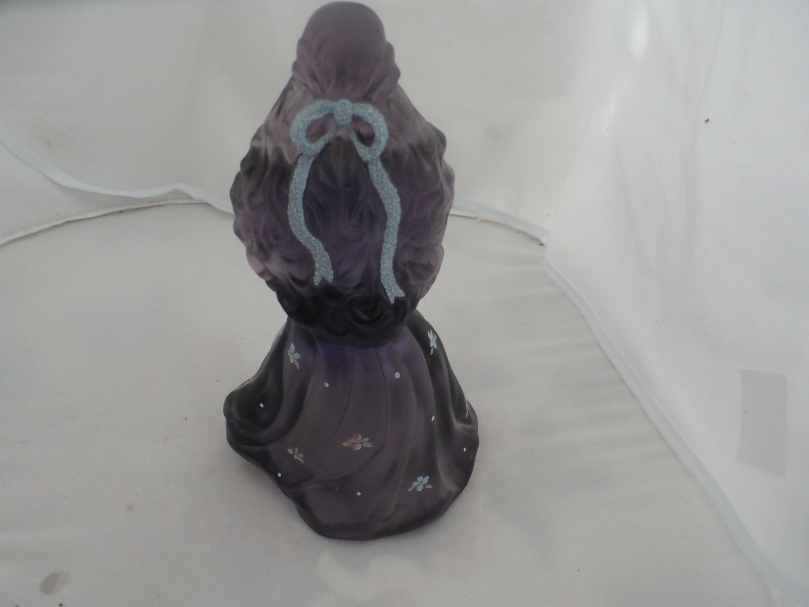 Fenton Glass Hand Painted Purple Satin Southern Doll Signed Nancy Fenton