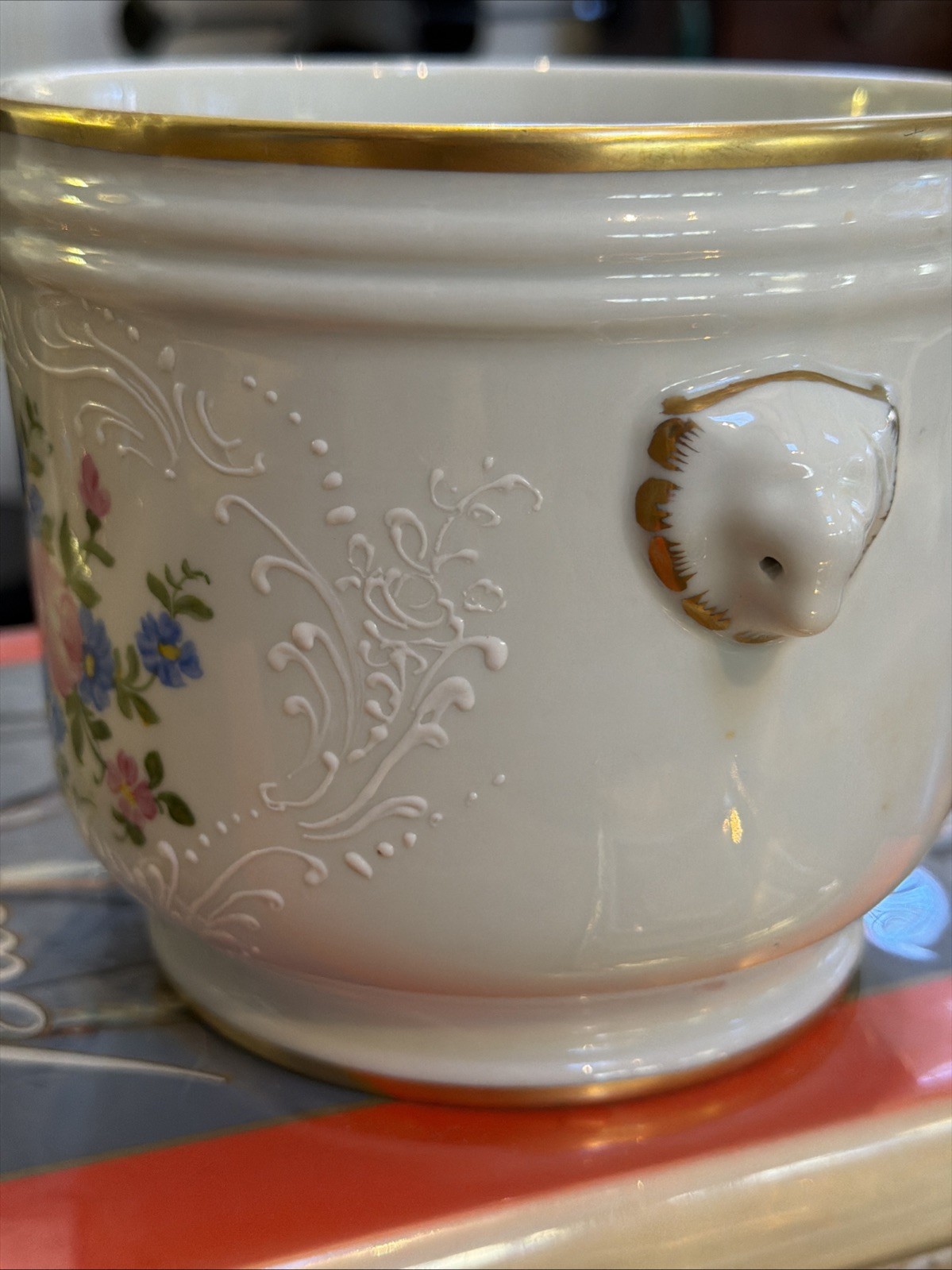 Limoges France Hand Painted Floral Jardiniere Lord & Taylor Porcelain Planter