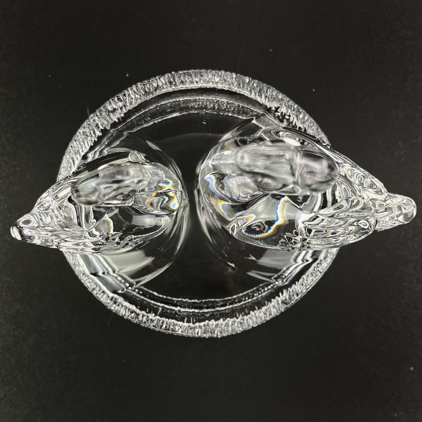 Vintage Royal Crystal Rock Figurine Swan & Cygnet Wildlife Italian Crystal Clear