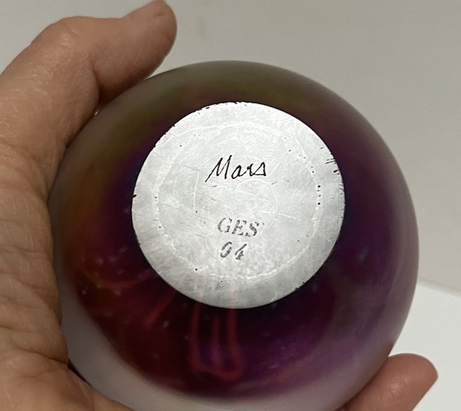 Glass Eye Studio Celestial Series MARS Art Glass Iridescent Paperweight.