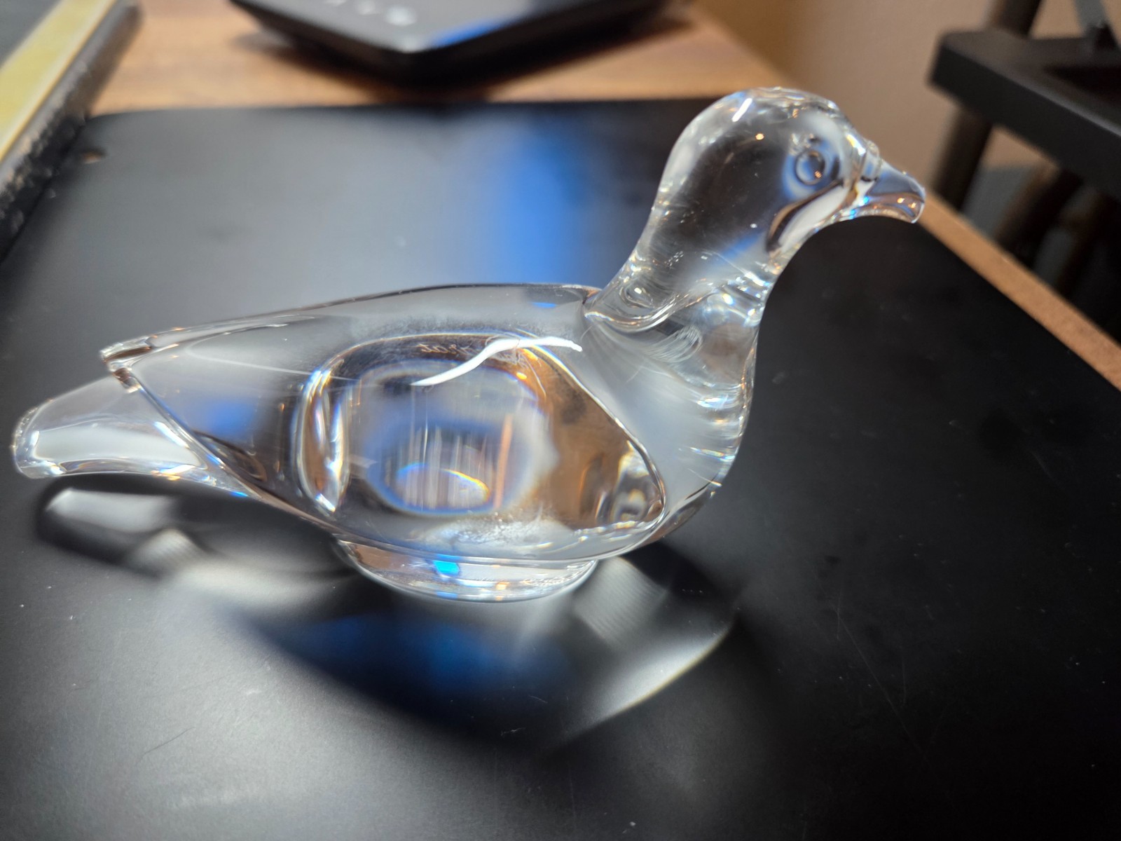 Baccarat Clear Crystal Figurine Paperweight Duck Approx 4 In X 3 In with box