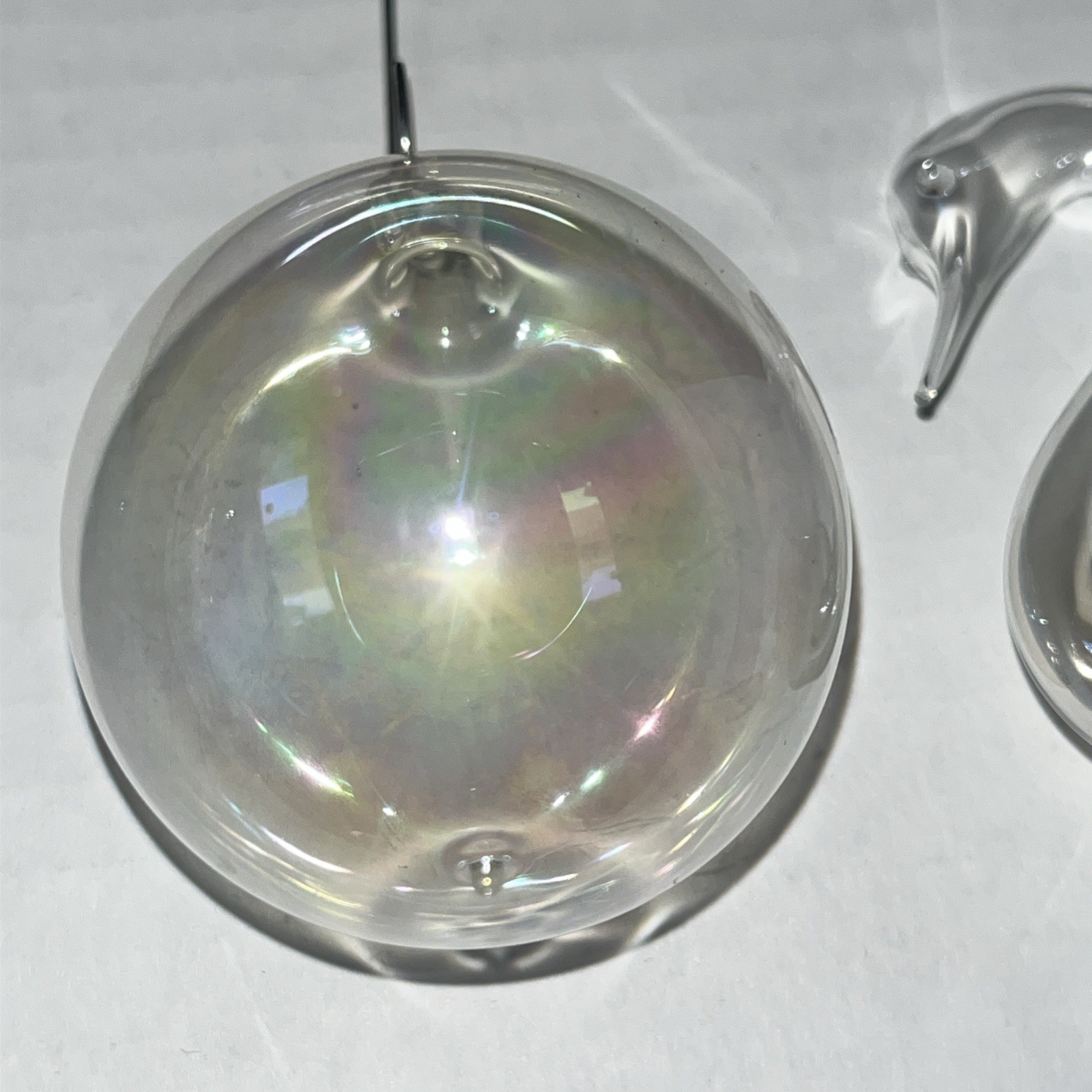 2-Parise Vetro Italian Ornaments Art Glass Hand Blown Ball 2×2.5”& Swan 3.25×3”