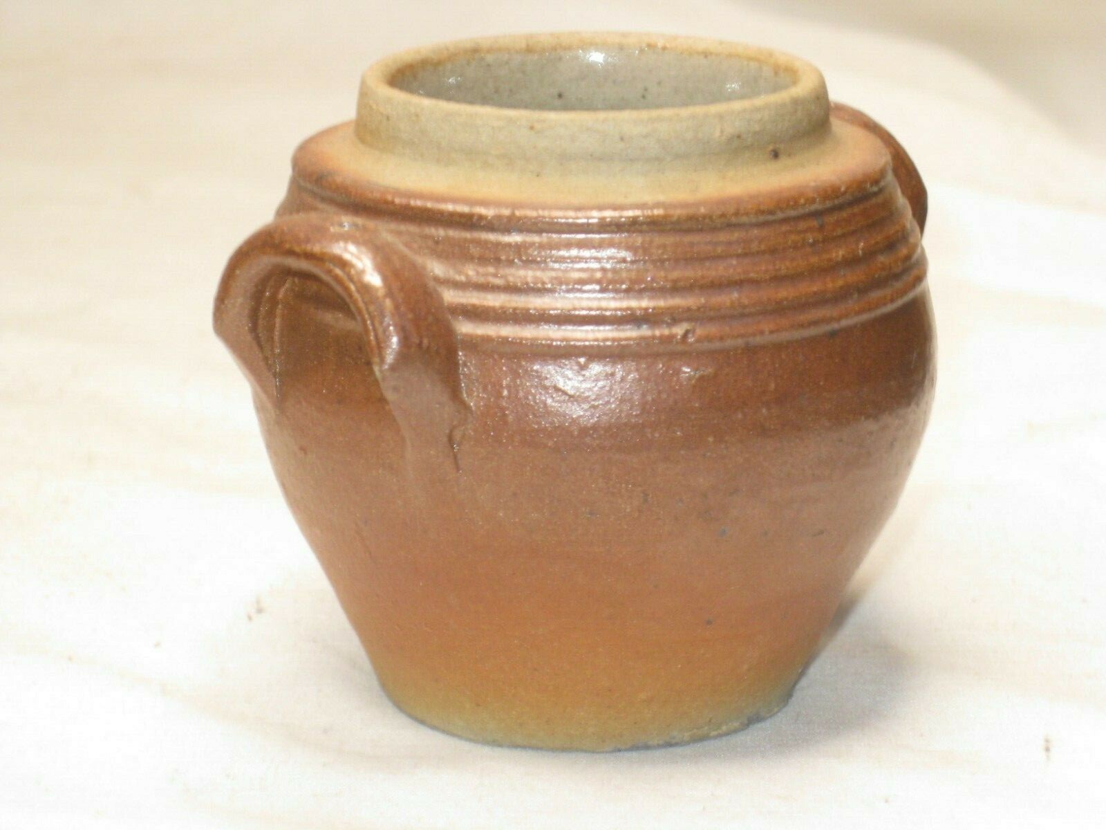 vintage FRANCE small handled container glazed ceramic pottery stoneware jug