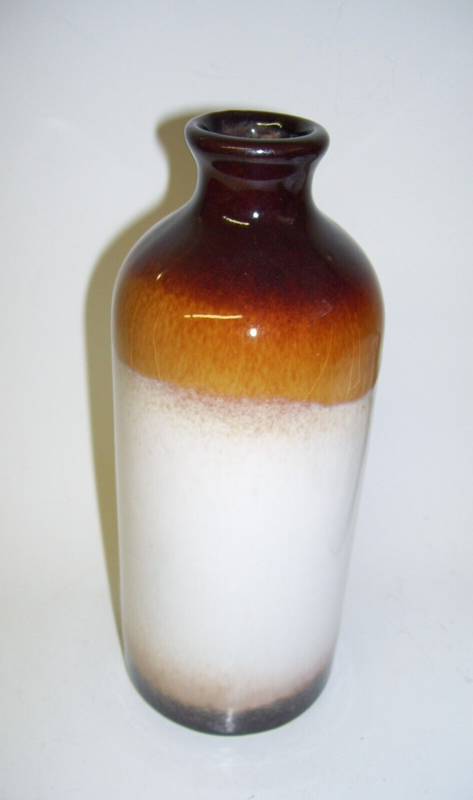 Stoneware Bottle Brown and Cream Jug Vase Vintage
