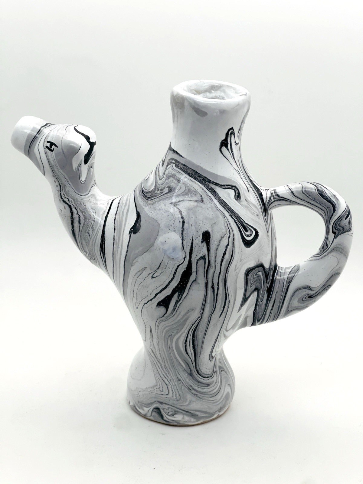 Camel Stoneware Pitcher/Jug Hand-Painted 6-3/4″ Tall 1990s Tunisian Vintage