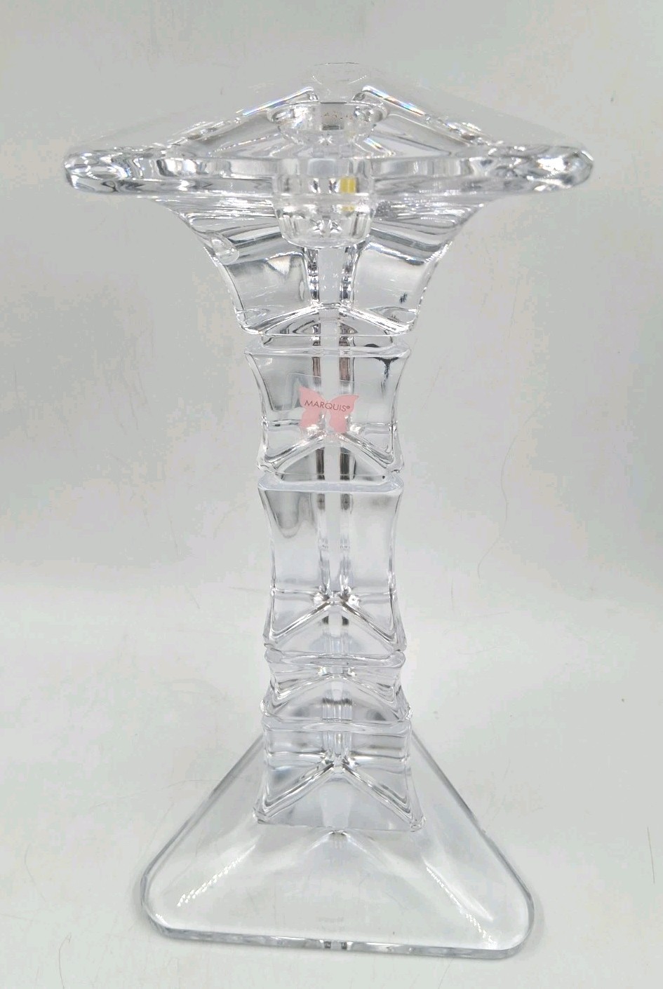 Marquis By Waterford Crystal Cathay Triangular Candlestick Holder 9-7/8″ Tall